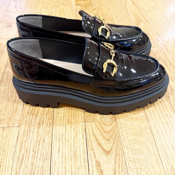 Stuart Weitzman Black Loafers with Gold Accent - Picture 4 of 11